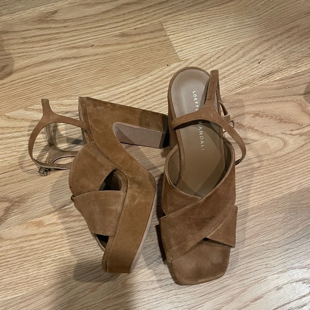 Loeffler Randall Brown Suede Platform Sandals with Ankle Strap - Picture 4 of 6
